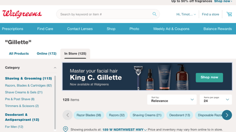 Walgreens King C. Gillette 'Shop Now' Ad